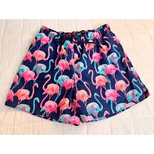 Men's Flamingo Print Swim Trunks Shorts Size Large Elastic Waist‎